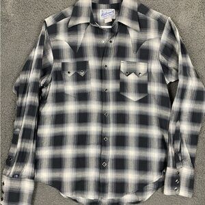 Men's Plush Flannel Plaid Western Shirt BLK by Rockmount Ranch Wear Size Small